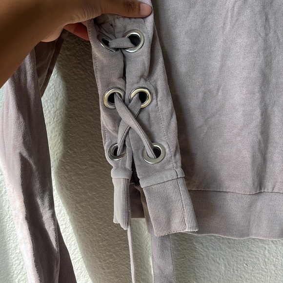 All Saints Cropped Sweatshirt Side Lace Up Tie Detail Women - Picture 4 of 6